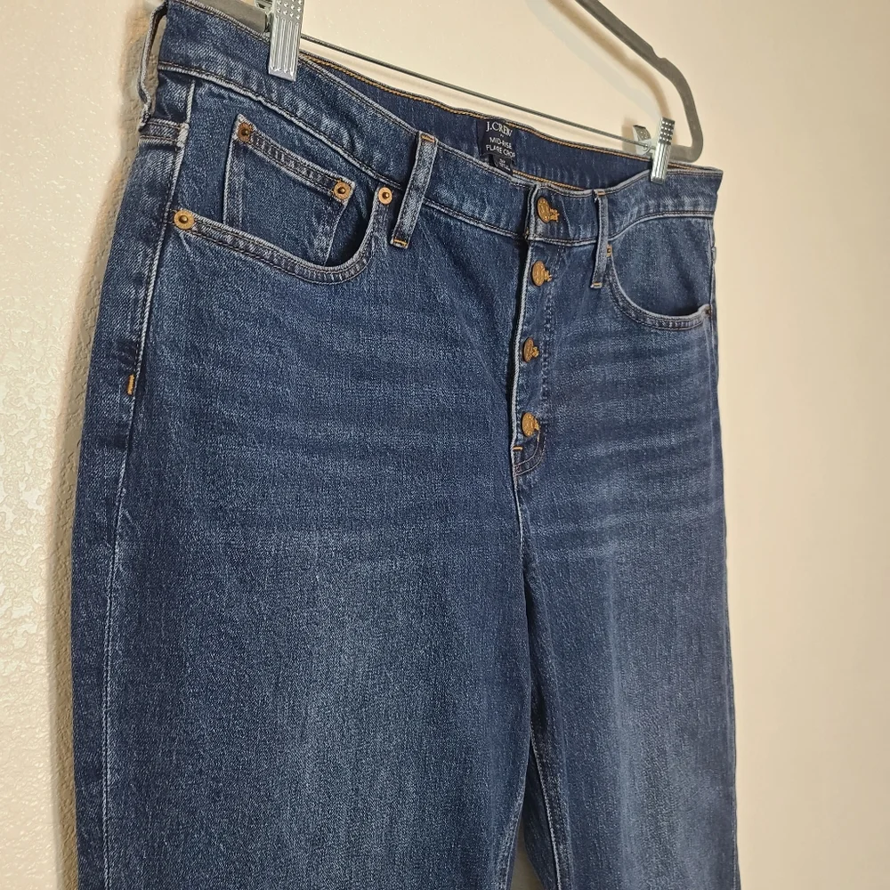 J. Crew Mid-Rise Flare Cropped Jeans Button Front
